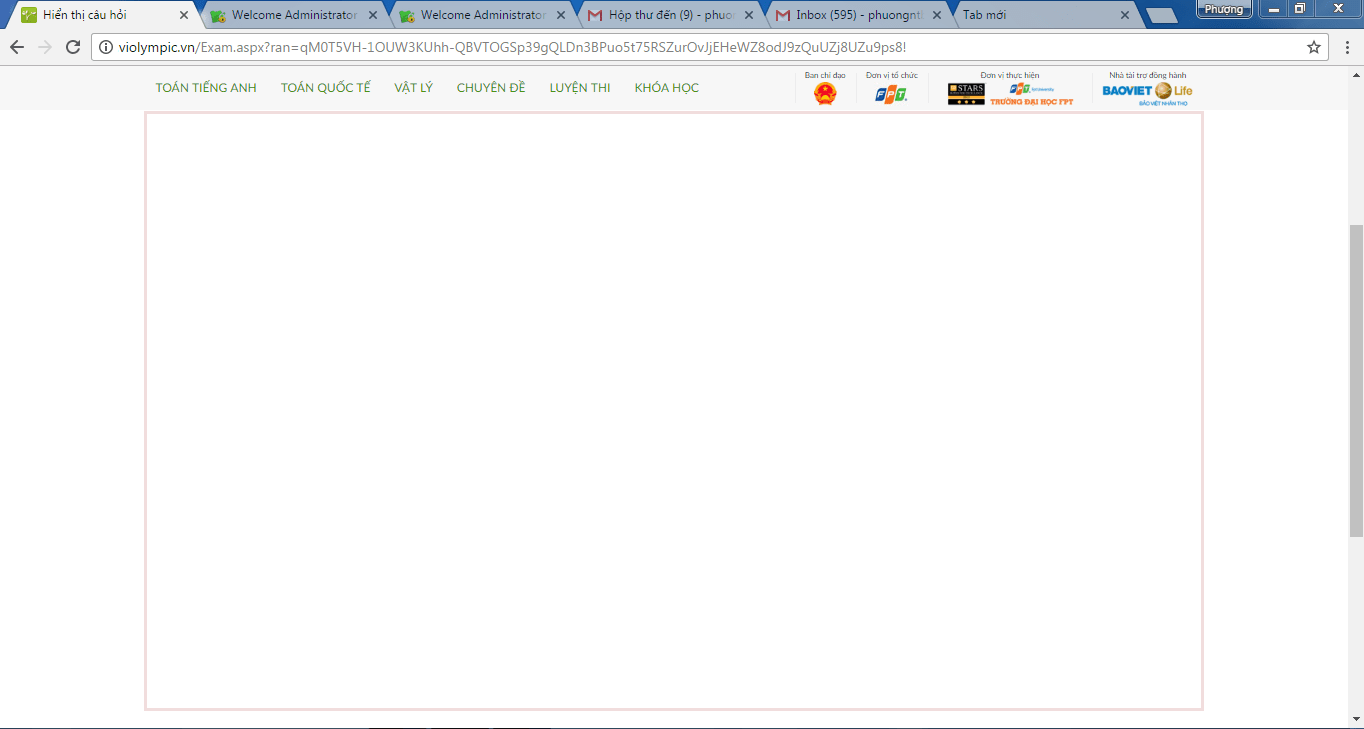 Hướng dẫn khắc phục sự cố khi làm bài thi trên violympic.vn