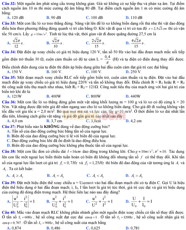Bộ đề thi thử THPT Quốc gia năm 2017 môn Vật lý có đáp án