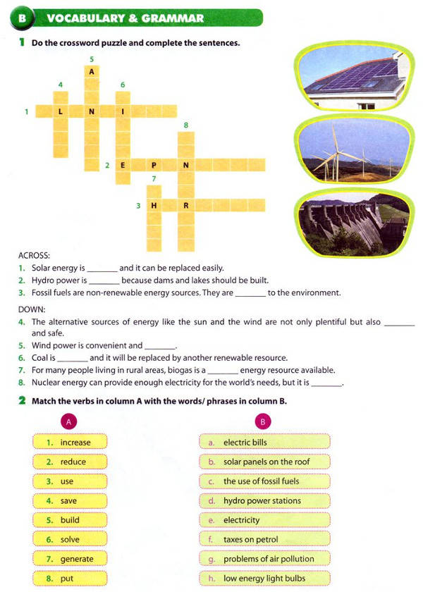 Bài tập Tiếng Anh lớp 7 Chương trình mới Unit 10 SOURCES OF ENERGY