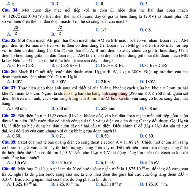 Đề thi thử THPT Quốc gia năm 2017 môn Vật lý có đáp án