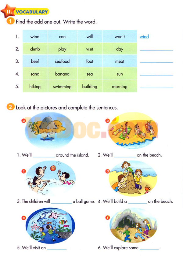 Bài tập Tiếng Anh lớp 5 Chương trình mới Unit 5 OUR PICNIC TO THE SEASIDE