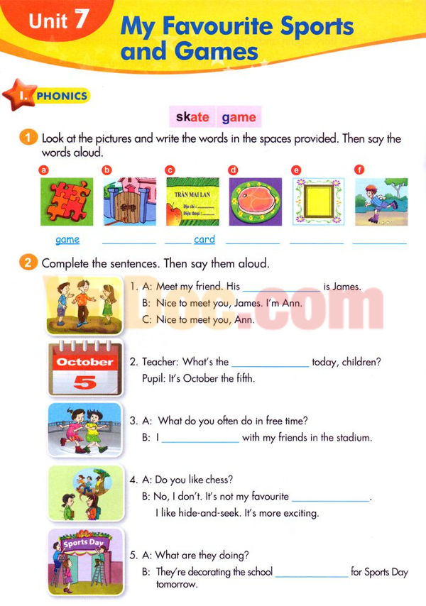 Bài tập Tiếng Anh lớp 5 Chương trình mới Unit 7 MY FAVOURITE SPORTS AND GAMES Tiếng Anh lớp 5 Chương trình mới Unit 7 MY FAVOURITE SPORTS AND GAMES