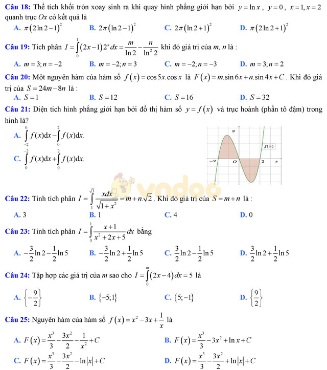 Đề thi giữa học kì 2 môn Toán lớp 12 có đáp án