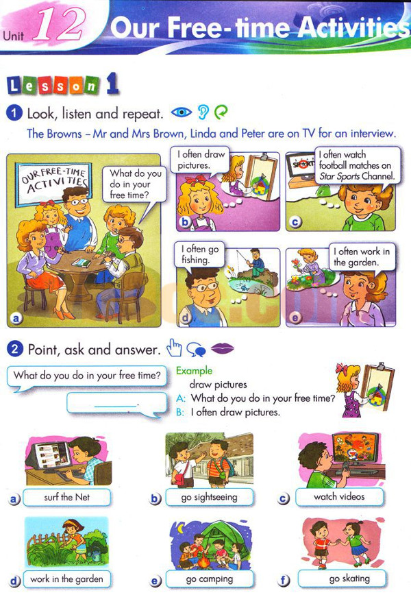 Bài tập Tiếng Anh lớp 5 Chương trình mới Unit 12 OUR FREE-TIME ACTIVITIES Tiếng Anh lớp 5 Chương trình mới Unit 12 OUR FREE-TIME ACTIVITIES