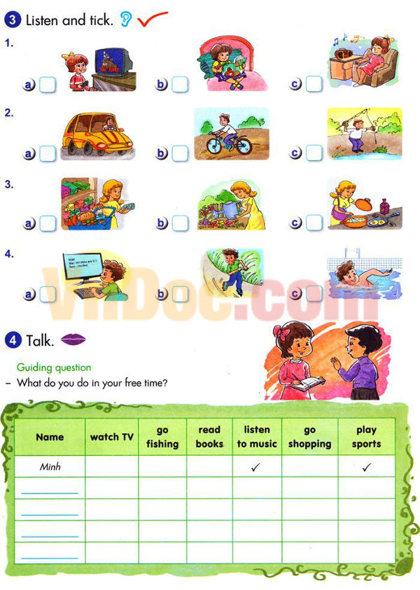 Từ vựng Tiếng Anh lớp 5 Chương trình mới Unit 12 OUR FREE-TIME ACTIVITIES Bài tập Tiếng Anh lớp 5 Chương trình mới Unit 12 OUR FREE-TIME ACTIVITIES