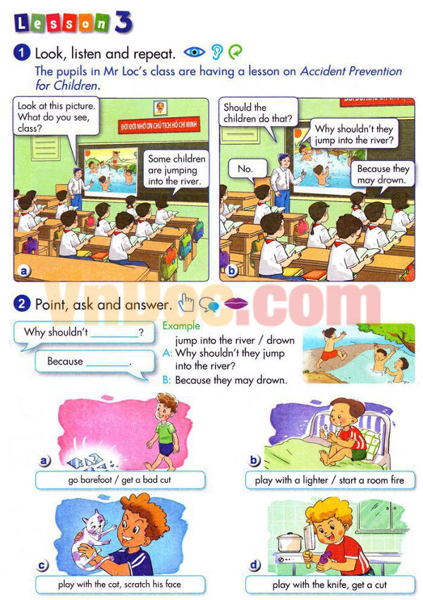 Giải bài tập sgk Tiếng Anh lớp 5 Chương trình mới Unit 13 ACCIDENT PREVENTION Để học tốt Tiếng Anh lớp 5 Chương trình mới Unit 13 ACCIDENT PREVENTION