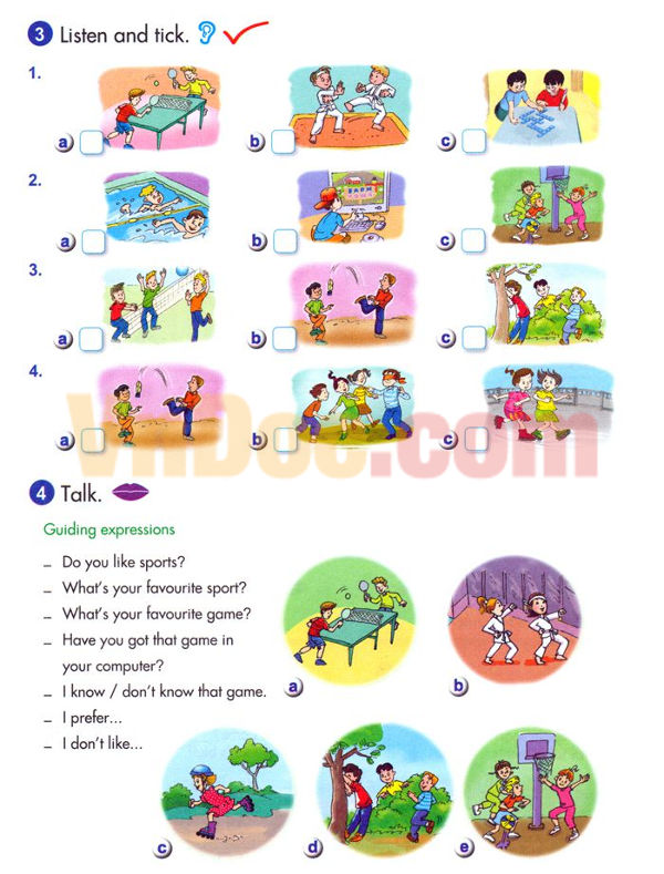 Bài tập Tiếng Anh lớp 5 Chương trình mới Unit 7 MY FAVOURITE SPORTS AND GAMES