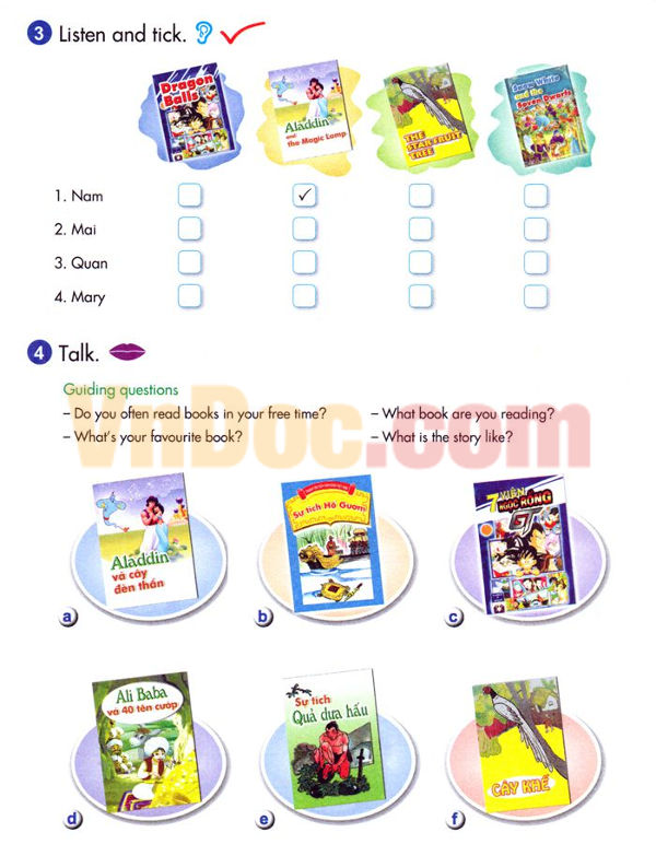 Từ vựng Tiếng Anh lớp 5 Chương trình mới Unit 8 MY FAVOURITE BOOKS