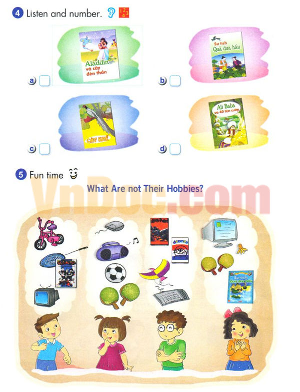 Giải bài tập sgk Tiếng Anh lớp 5 Chương trình mới Unit 8 MY FAVOURITE BOOKS