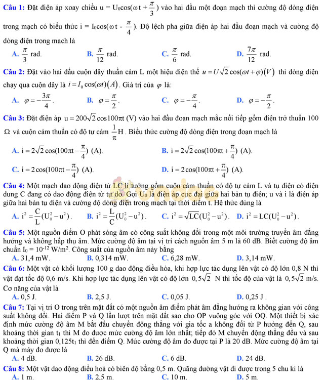 Bộ đề thi thử THPT Quốc gia năm 2017 môn Vật lý có đáp án