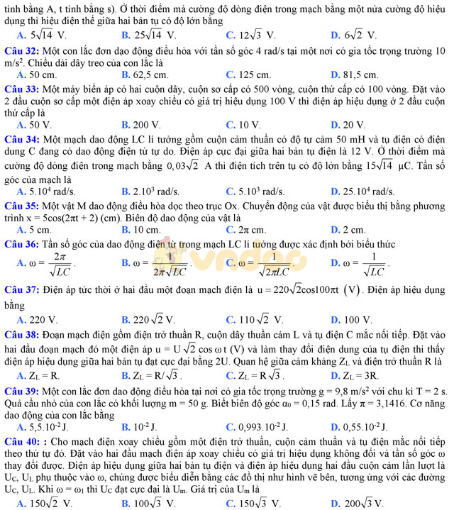 Bộ đề thi thử THPT Quốc gia năm 2017 môn Vật lý có đáp án