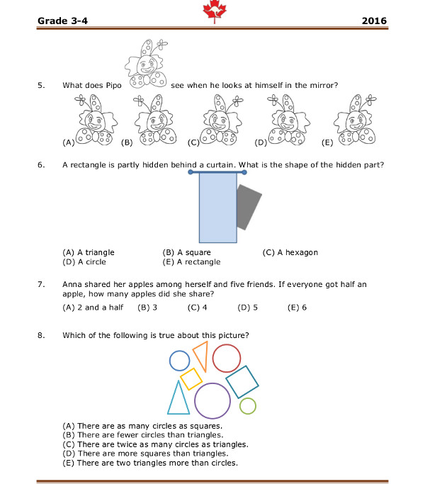 Đề thi Toán Quốc tế Kangaroo năm 2016 lớp 3, 4