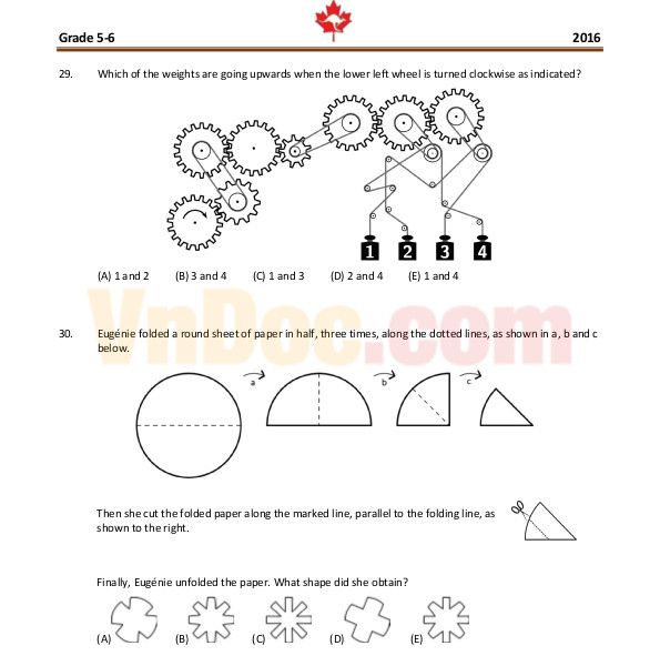 Tài liệu kỳ thi Math Kangaroo lớp 5 - 6 Tổng hợp đề thi Toán Quốc Tế Kangaroo