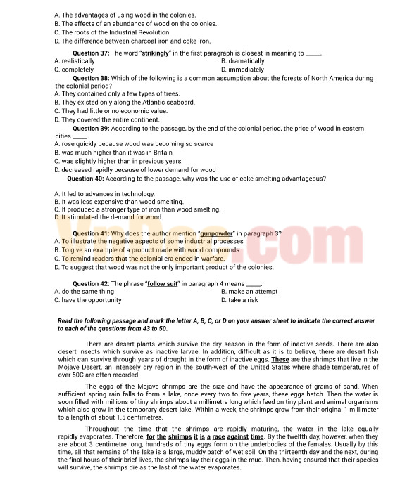 Đề thi thử THPT Quốc gia năm 2017 môn Tiếng Anh - ĐH Ngoại Thương Tài liệu ôn thi THPT quốc gia môn Tiếng Anh năm 2017