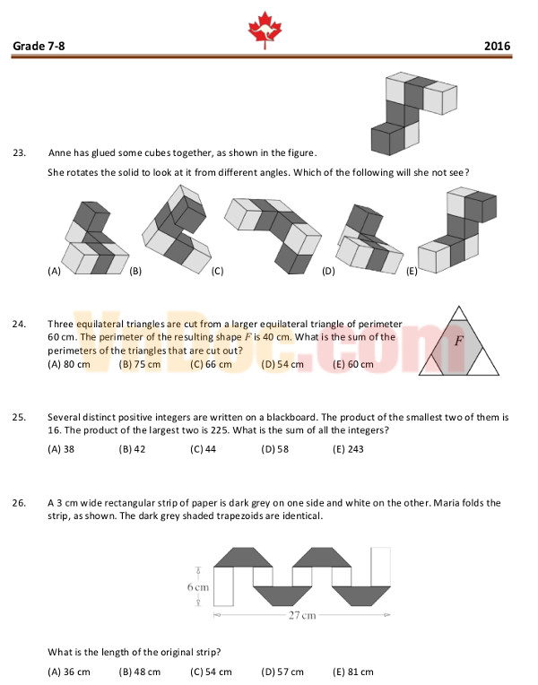 Đề thi Toán Quốc Tế Kangaroo lớp 8
