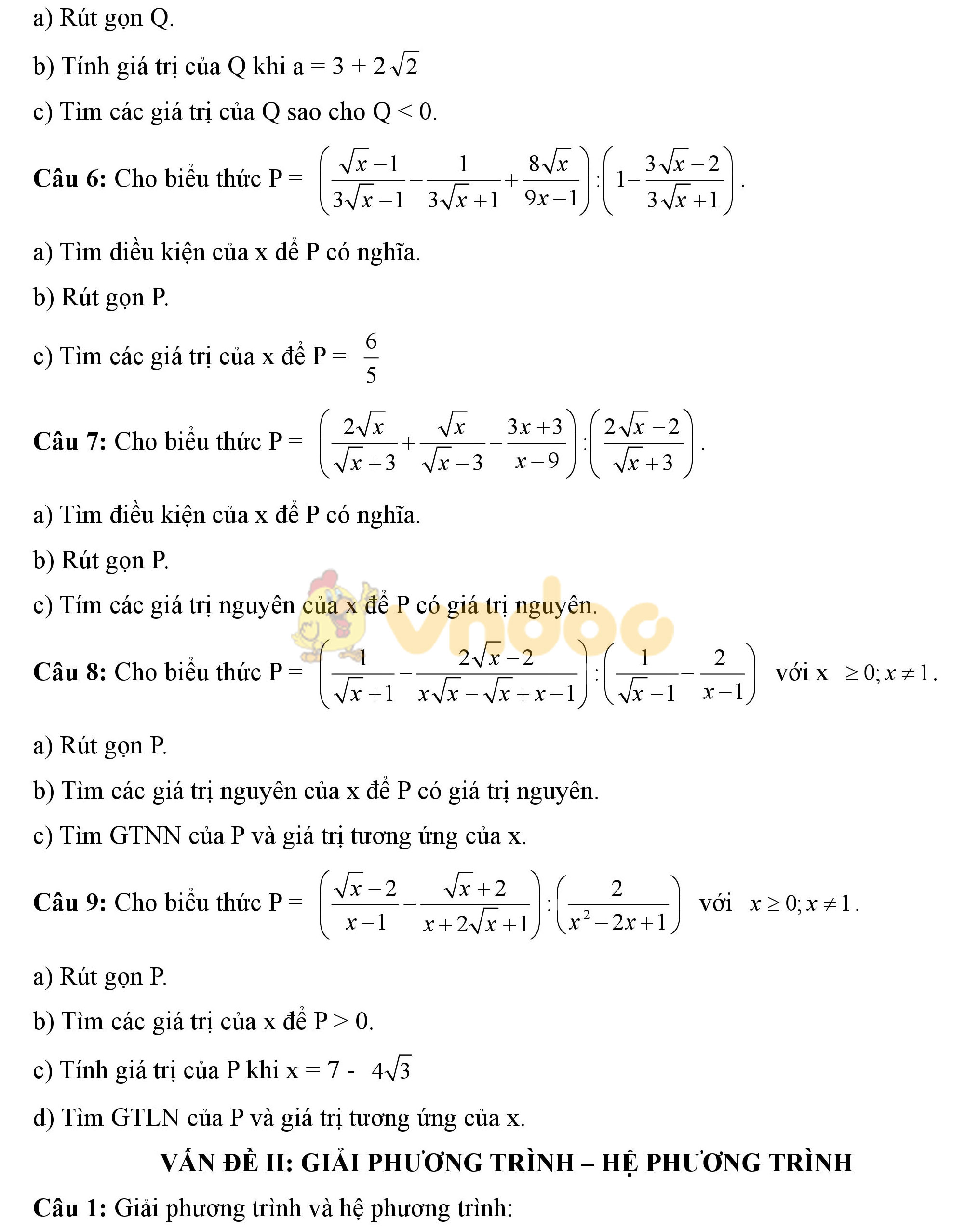 Tài liệu ôn thi vào lớp 10 môn Toán Tài liệu ôn thi vào lớp 10 môn Toán