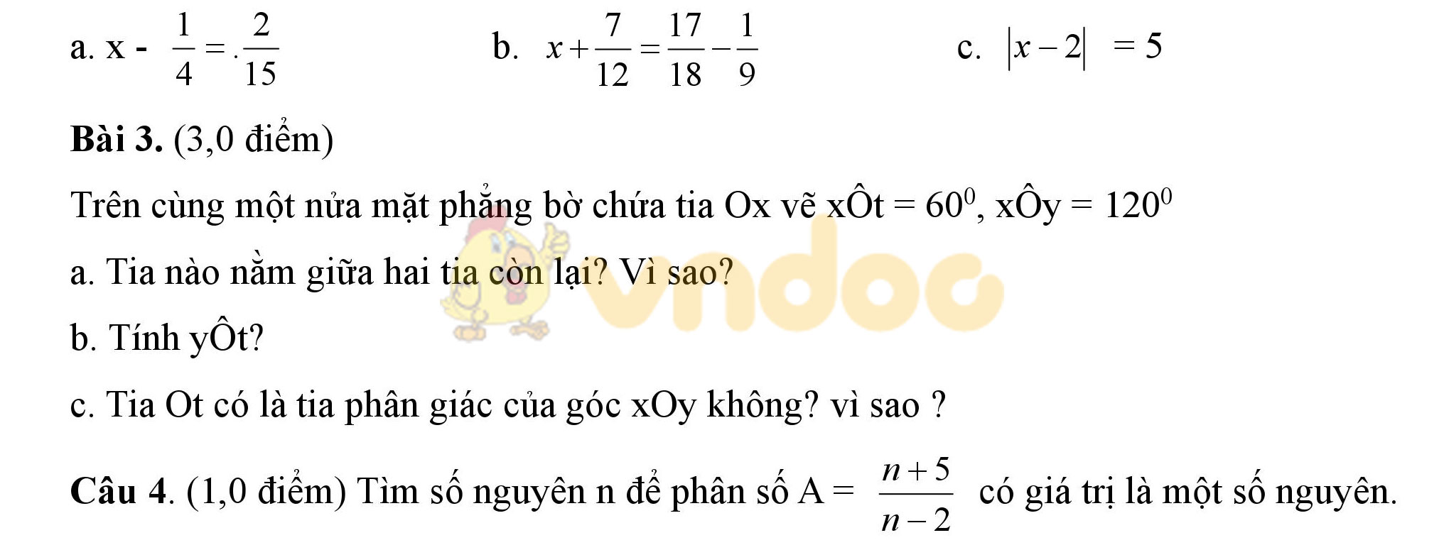 Đề thi giữa học kì 2 môn Toán lớp 6