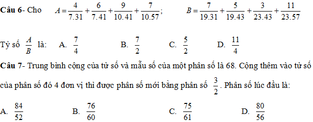Đề thi học sinh giỏi môn Toán lớp 6