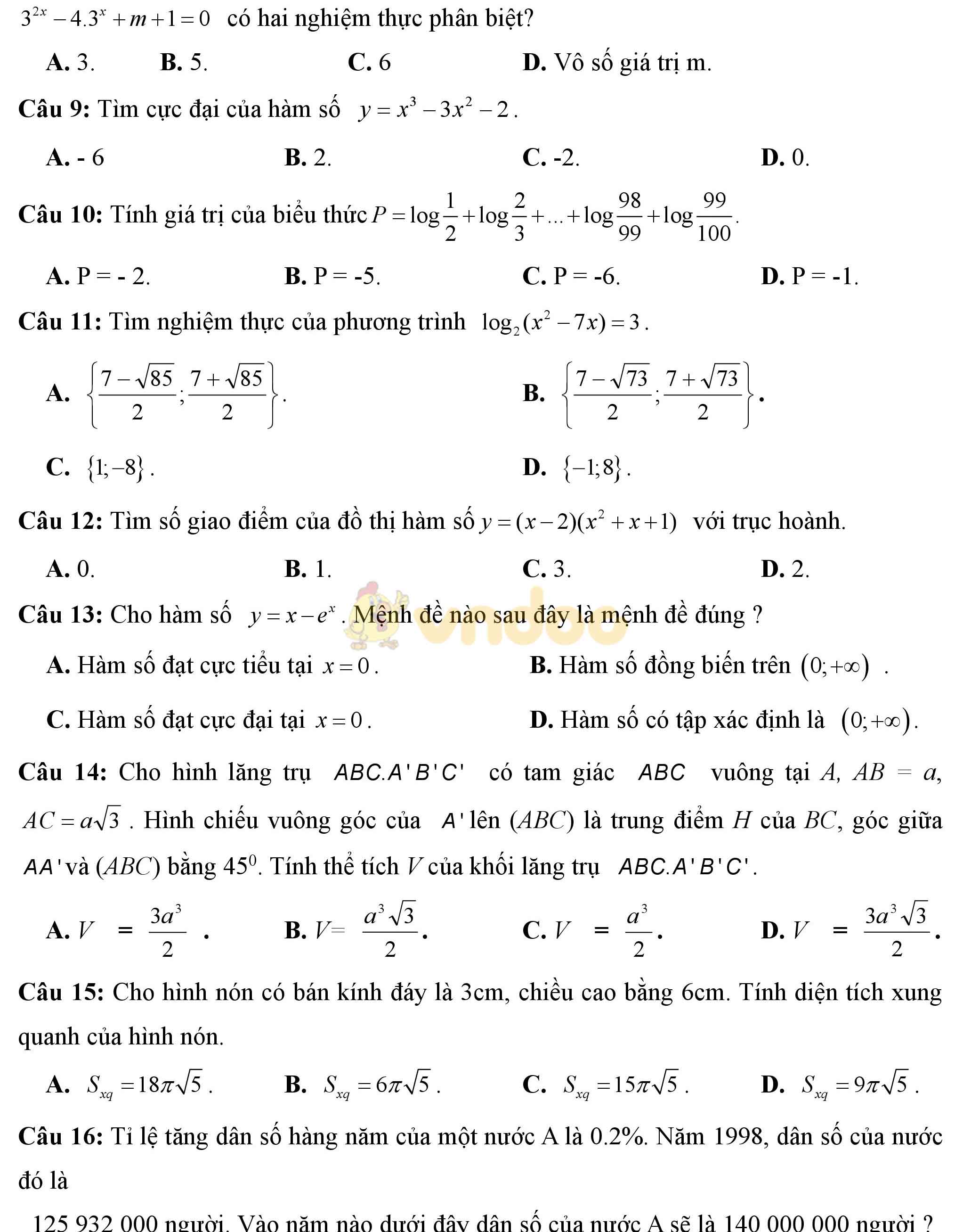 Đề thi thử THPT Quốc gia năm 2017 môn Toán