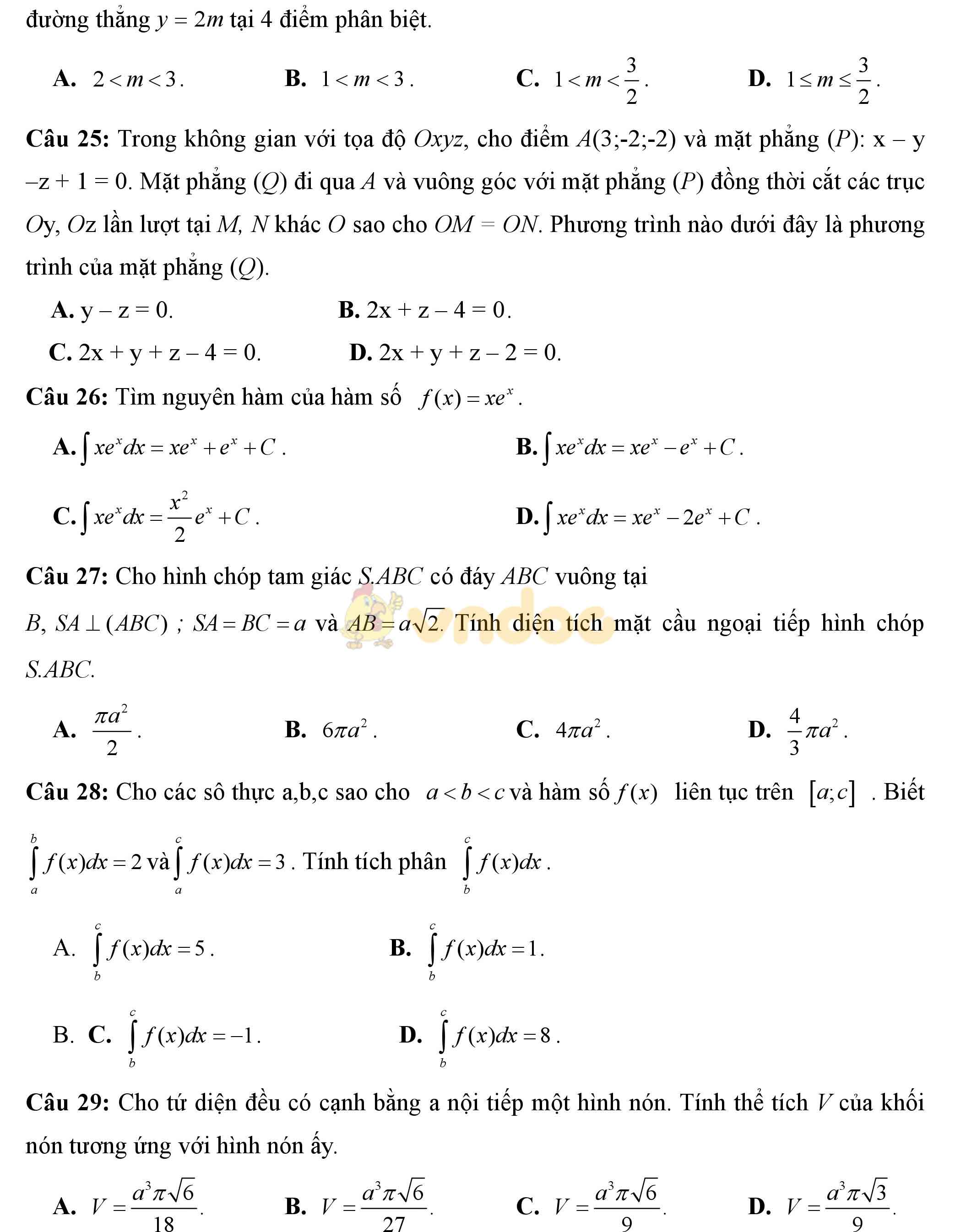 Đề thi thử THPT Quốc gia năm 2017 môn Toán