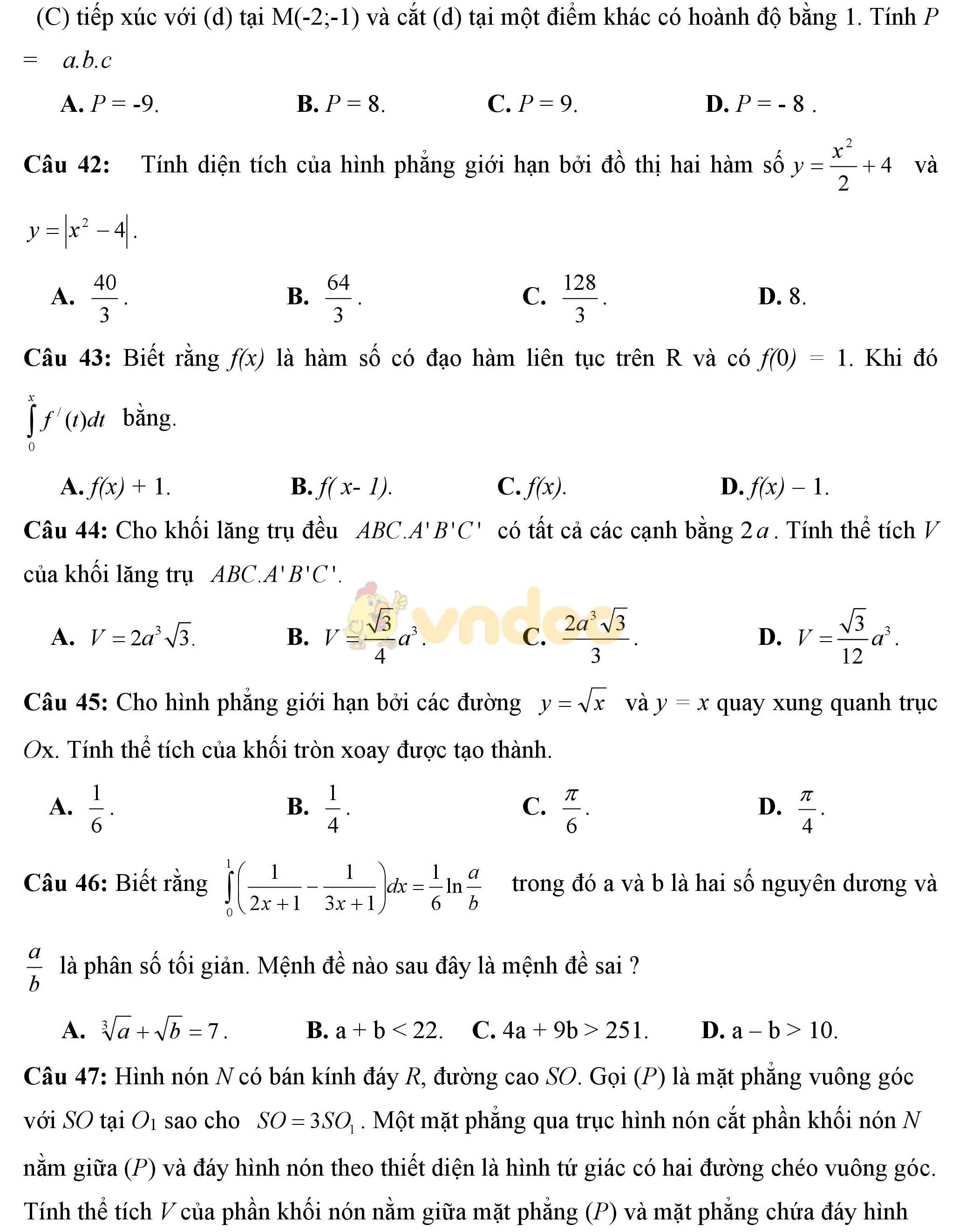 Đề thi thử THPT Quốc gia năm 2017 môn Toán