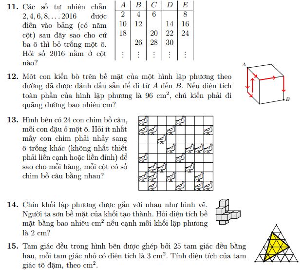 Đề thi tìm kiếm tài năng trẻ môn Toán lớp 4 + 5