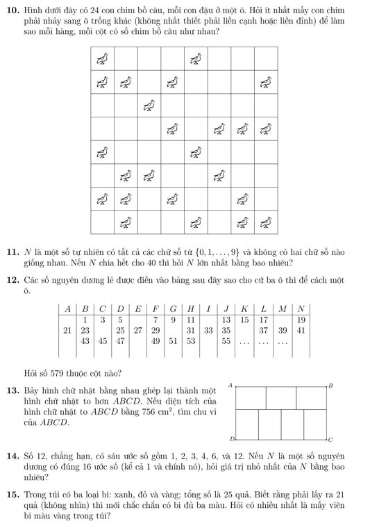 Đề thi Tìm kiếm tài năng Toán học trẻ khối lớp 6 Đề thi Tìm kiếm tài năng Toán học trẻ khối lớp 6