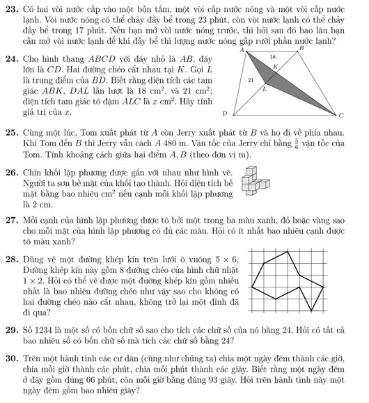 Đề thi Tìm kiếm tài năng Toán học trẻ khối lớp 6 Đề thi Tìm kiếm tài năng Toán học trẻ khối lớp 6