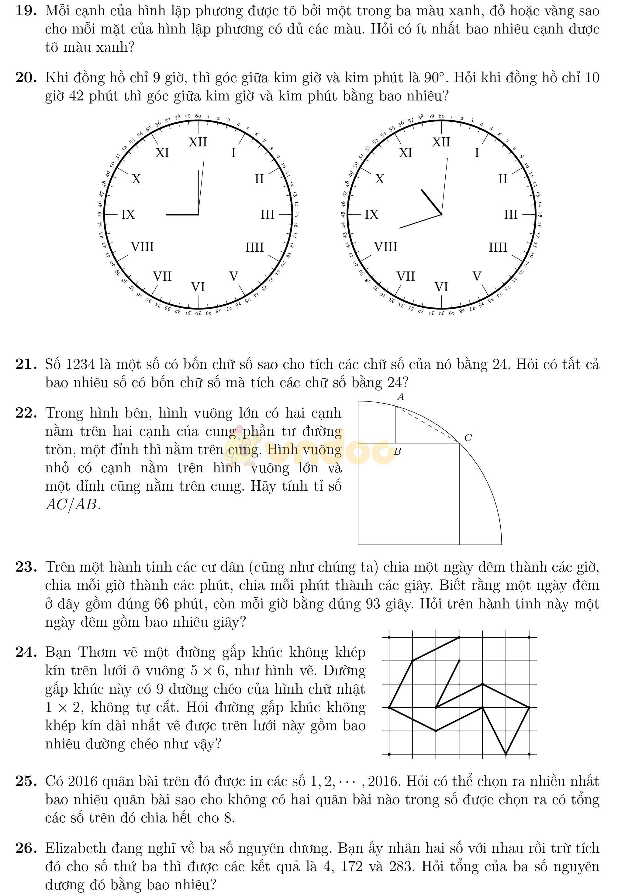 Đề thi Tìm kiếm tài năng Toán học trẻ lớp 8
