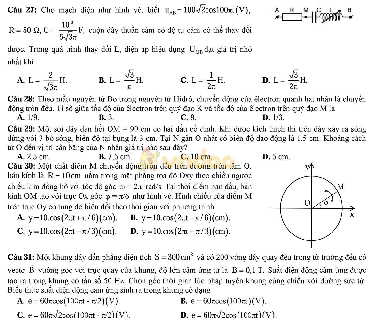 Đề thi thử THPT Quốc gia năm 2017 môn Vật lý