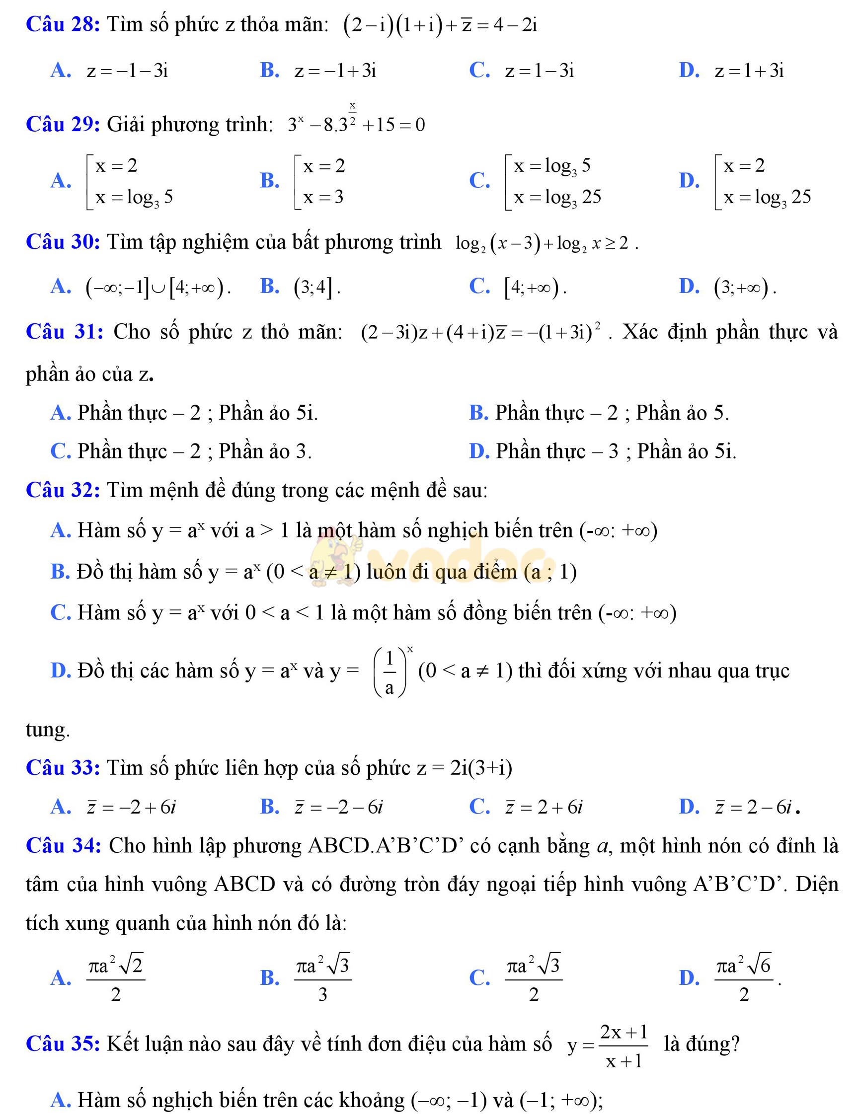 Đề thi thử THPT Quốc gia năm 2017 môn Toán