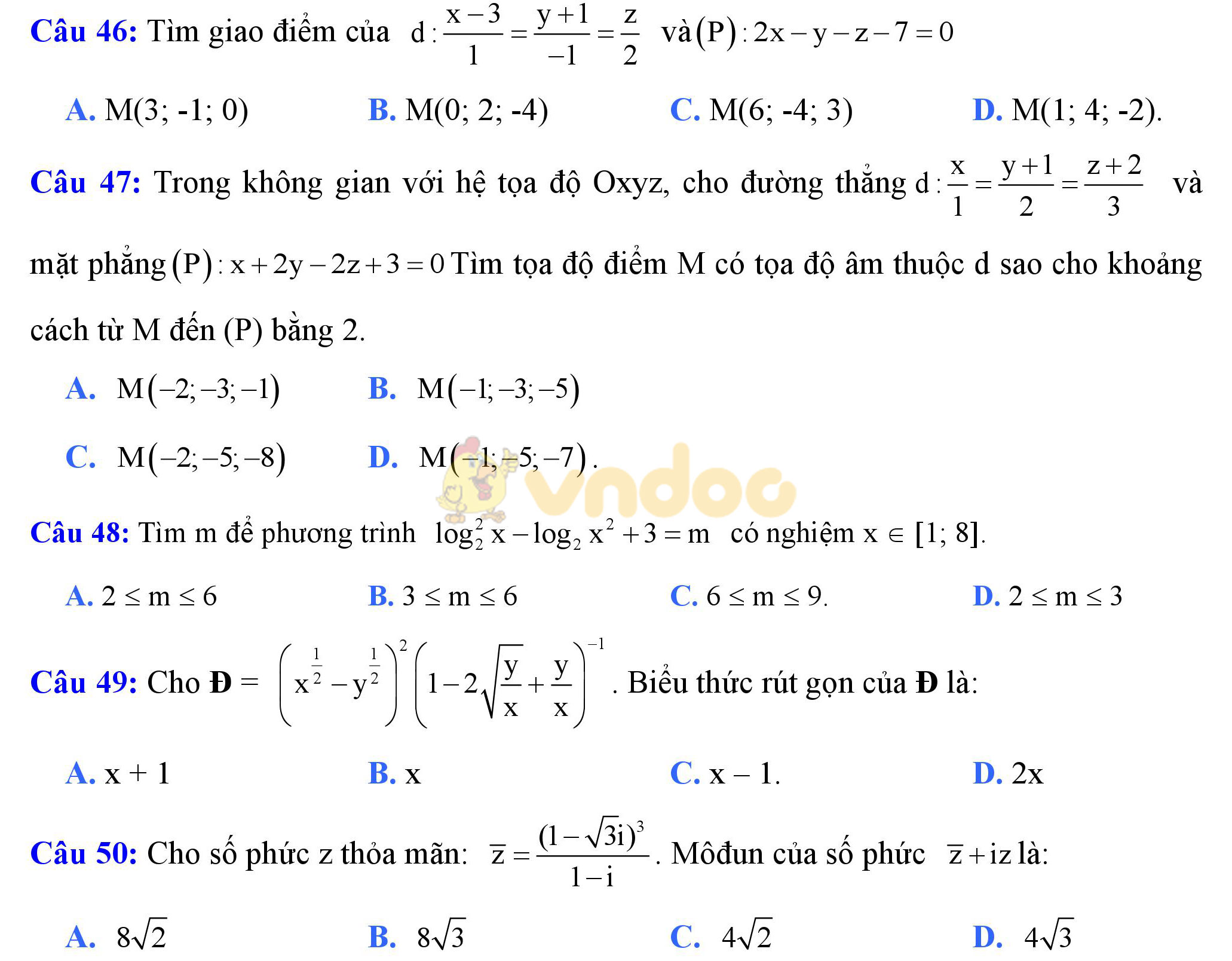 Đề thi thử THPT Quốc gia năm 2017 môn Toán