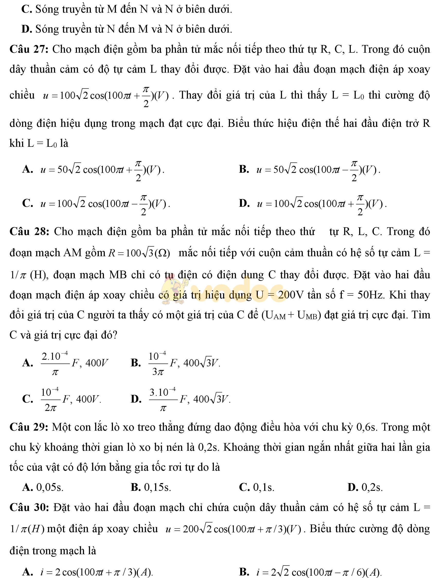 Đề thi thử THPT Quốc gia năm 2017 môn Vật lý