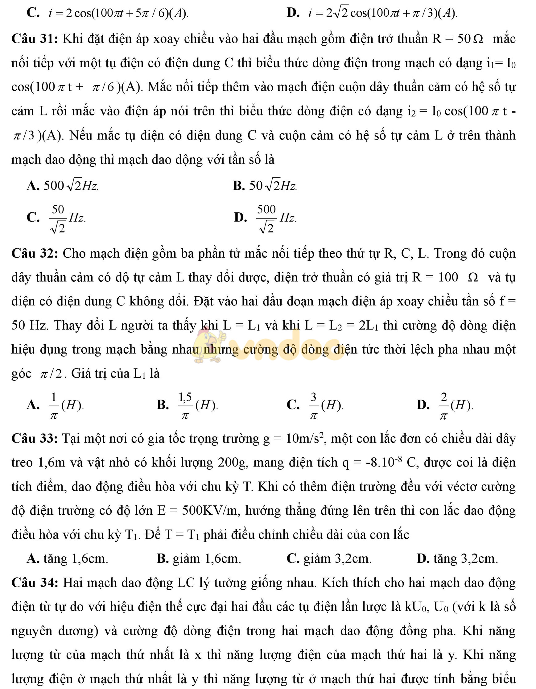 Đề thi thử THPT Quốc gia năm 2017 môn Vật lý