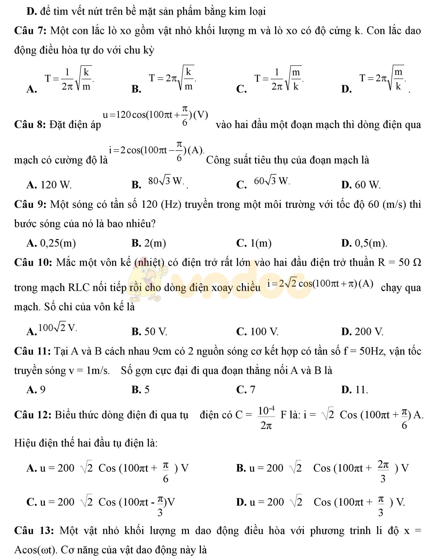 Bộ đề thi thử THPT Quốc gia năm 2017 môn Vật lý có đáp án