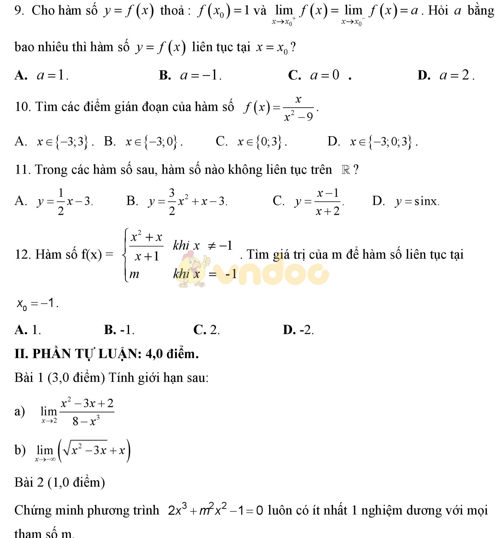Đề kiểm tra 1 tiết học kì 2 môn Toán lớp 11 Đề kiểm tra 1 tiết học kì 2 môn Toán lớp 11