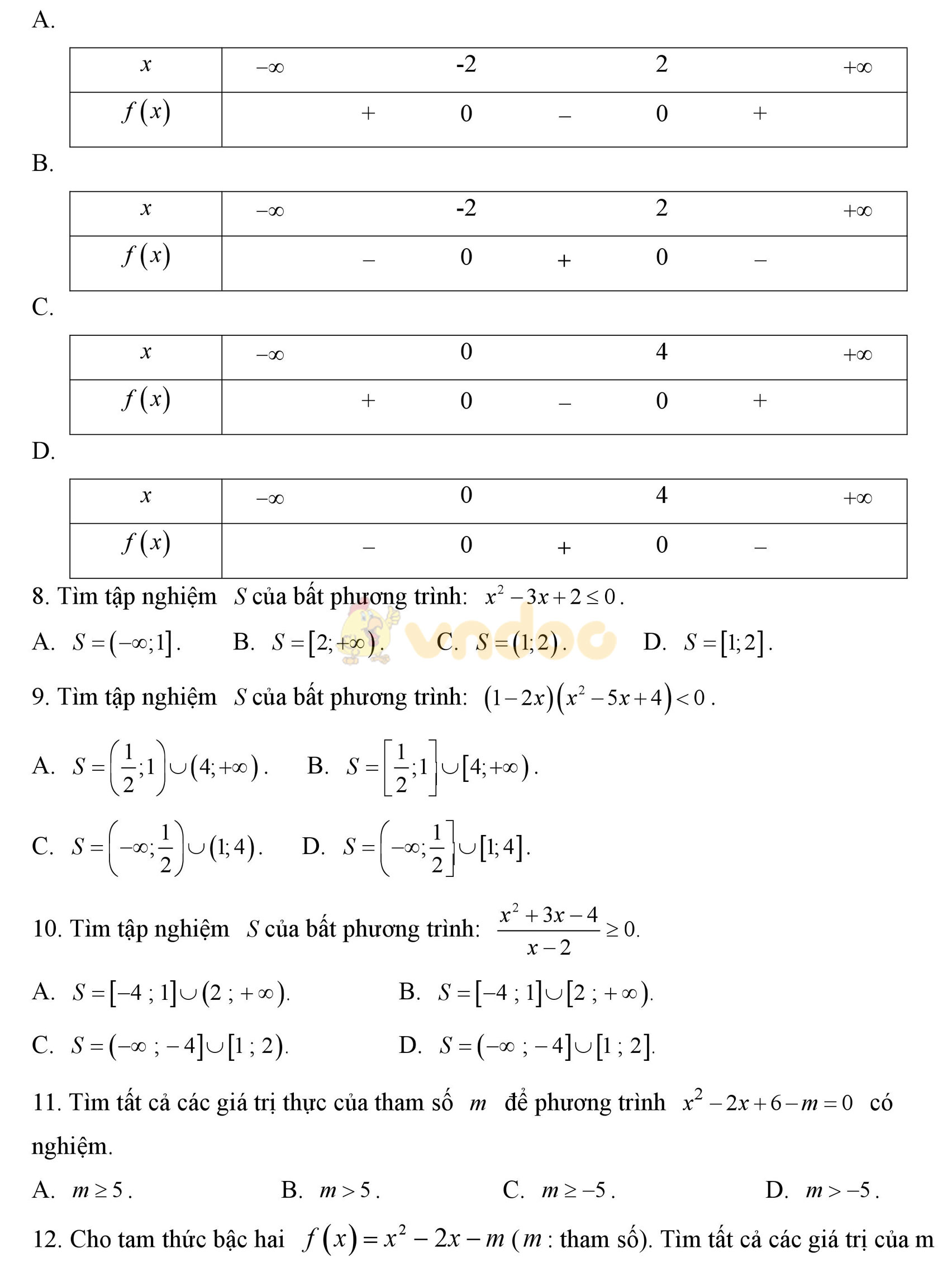 Đề thi giữa học kì 2 môn Toán lớp 10
