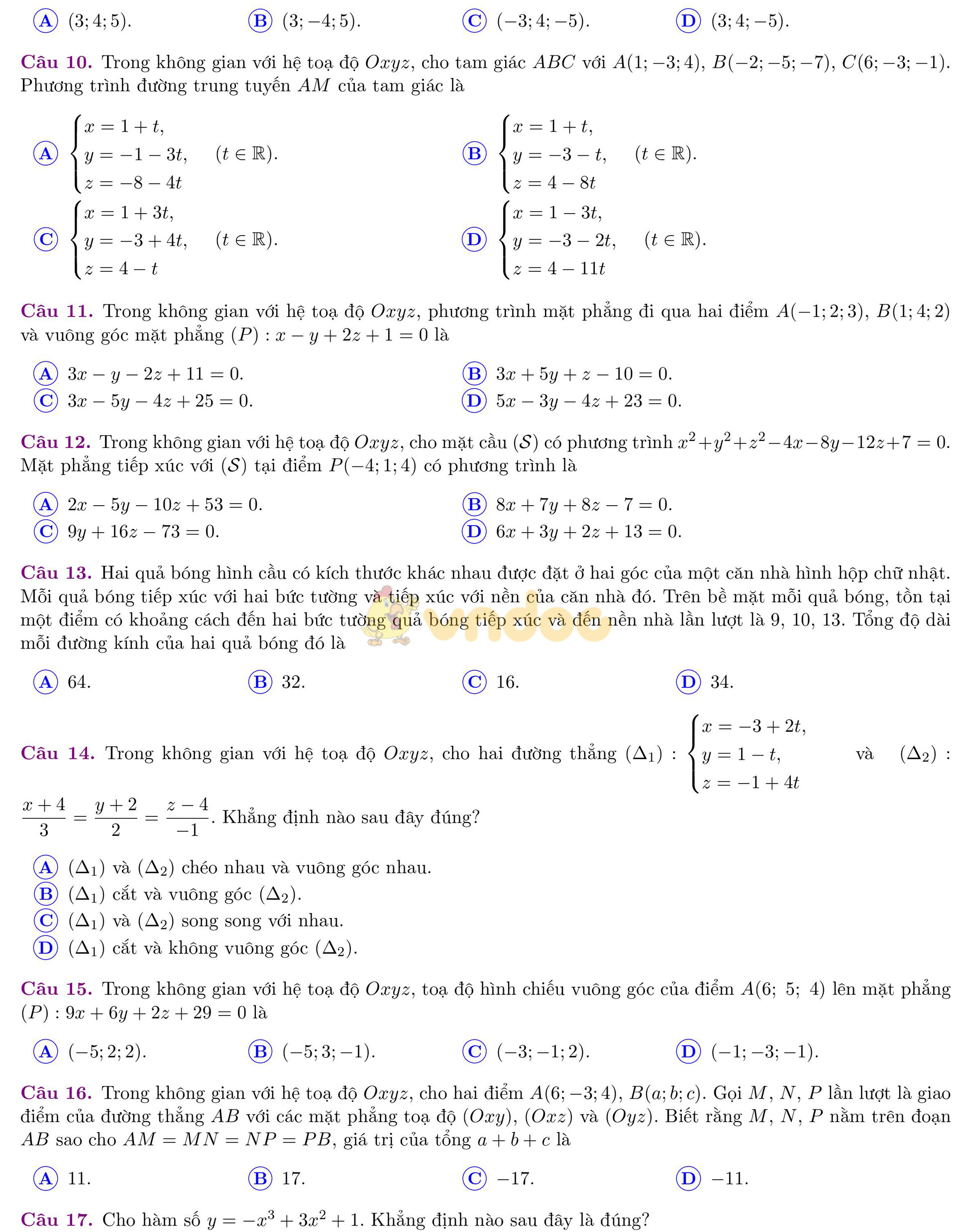 Đề thi thử THPT Quốc gia năm 2017 môn Toán