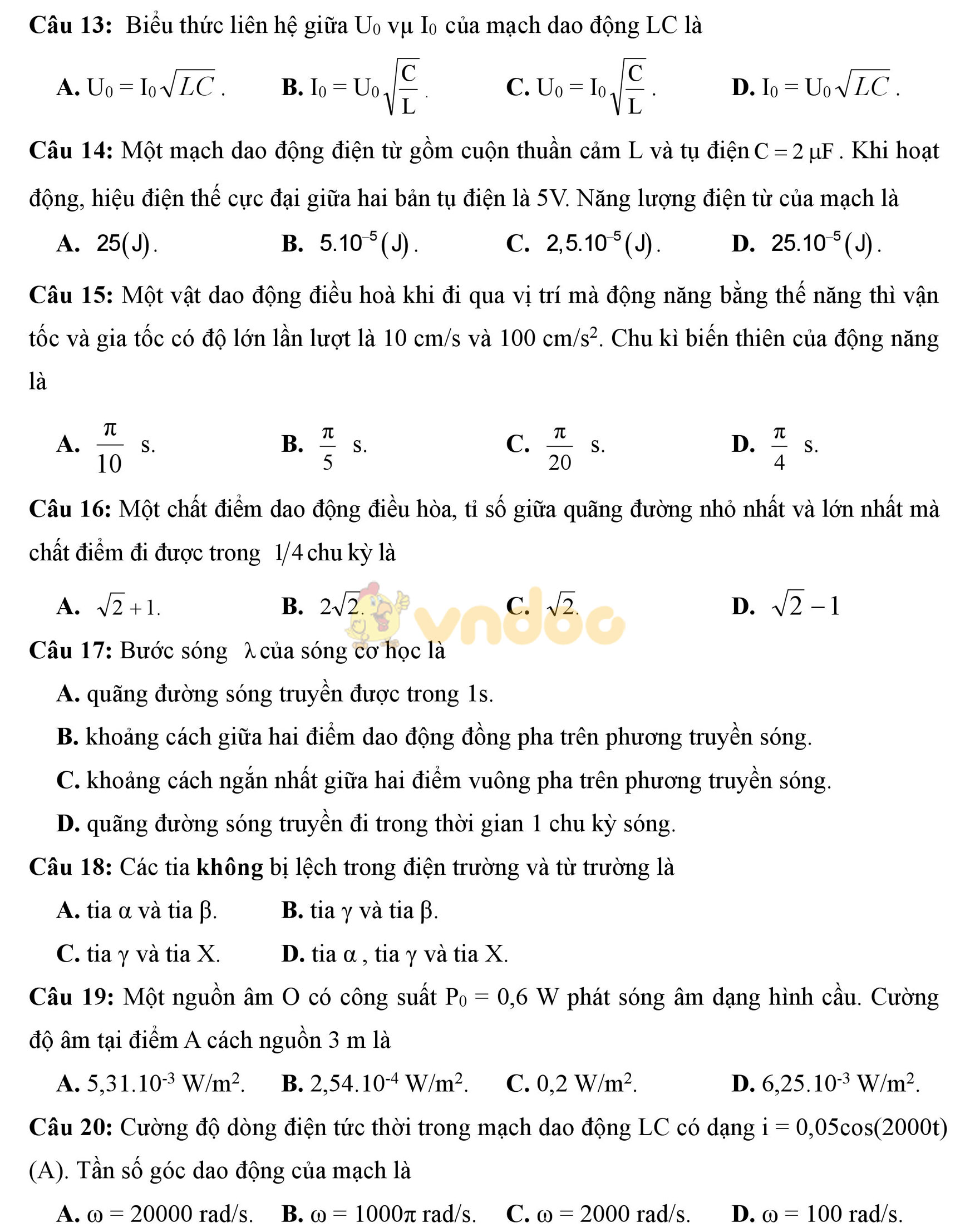 Đề thi thử THPT Quốc gia năm 2017 môn Vật lý