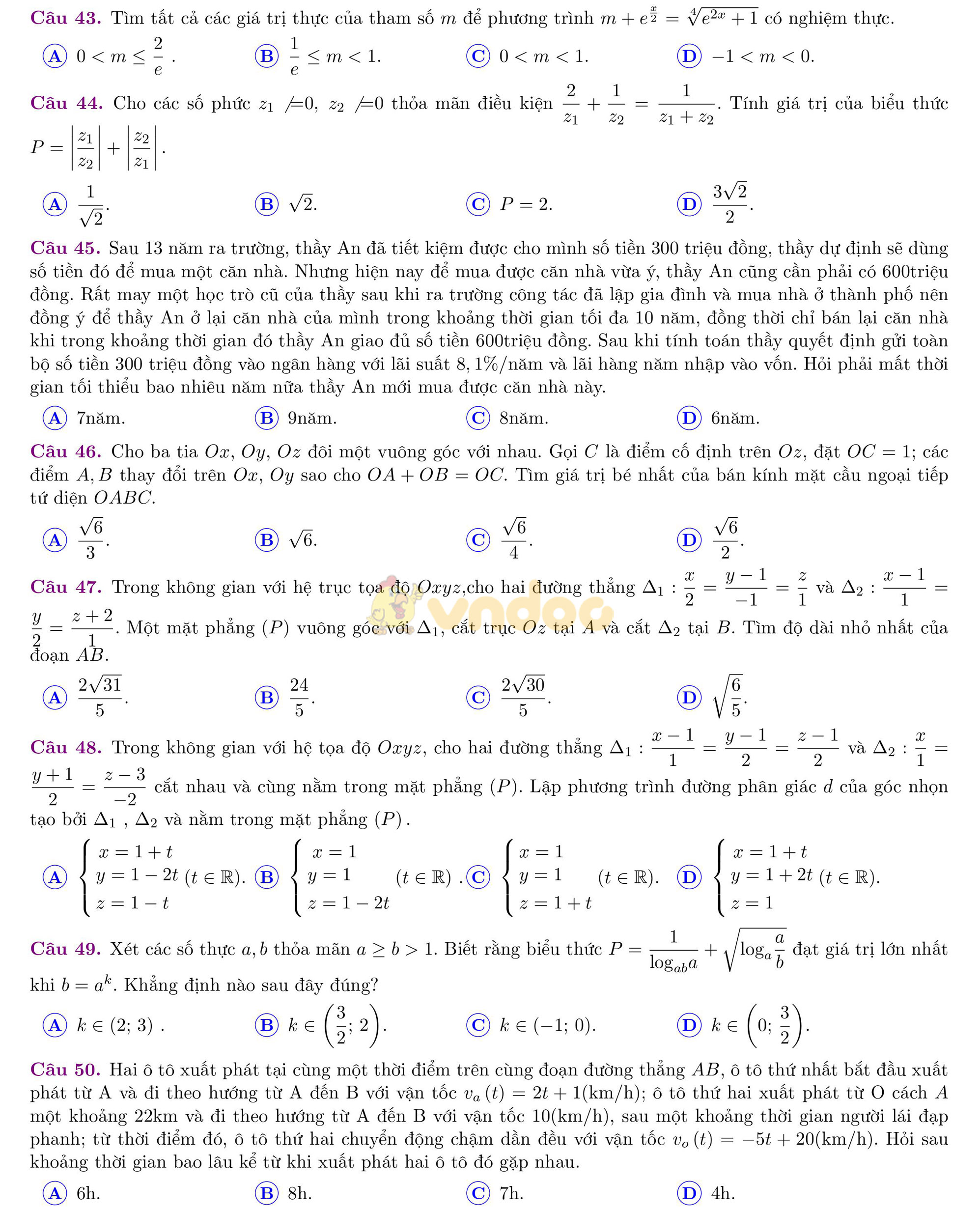 Đề thi thử THPT Quốc gia năm 2017 môn Toán