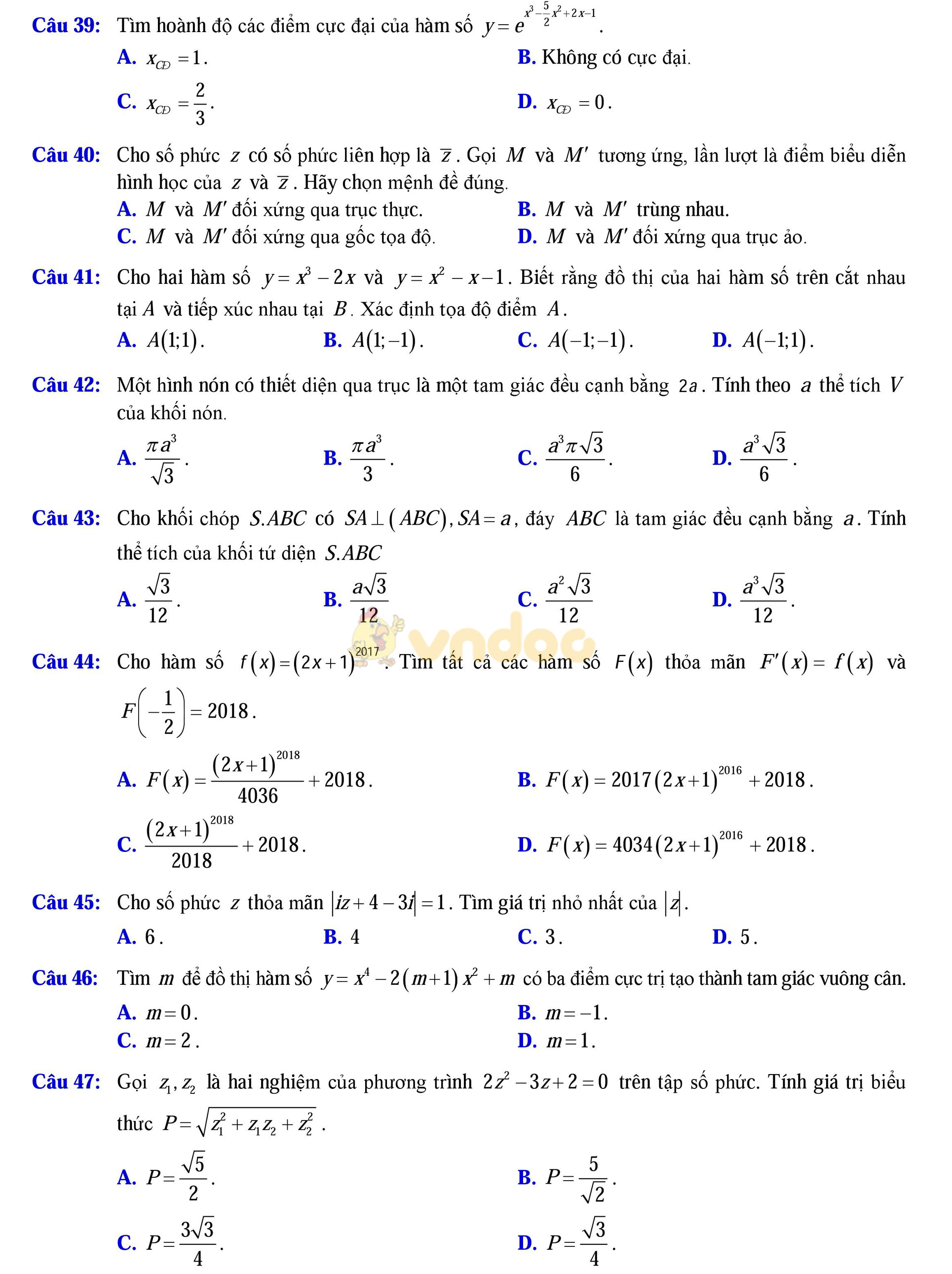Đề thi thử THPT Quốc gia năm 2017 môn Toán