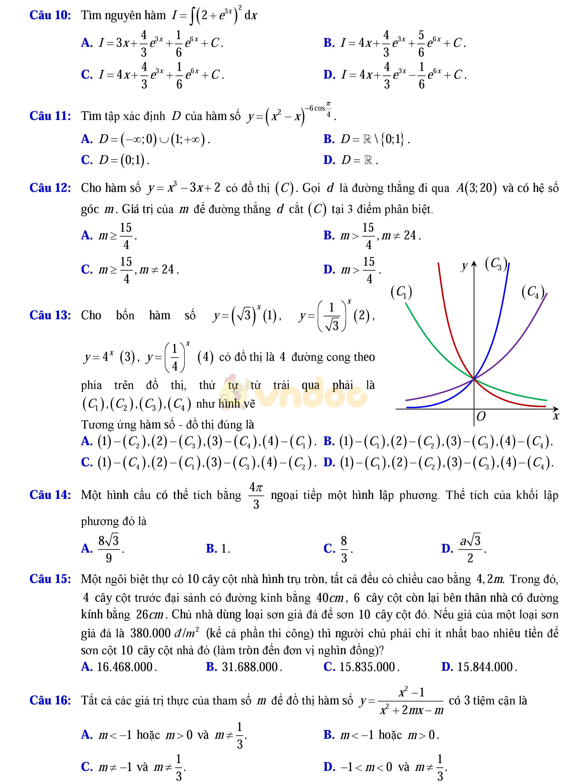 Đề thi thử THPT Quốc gia năm 2017 môn Toán