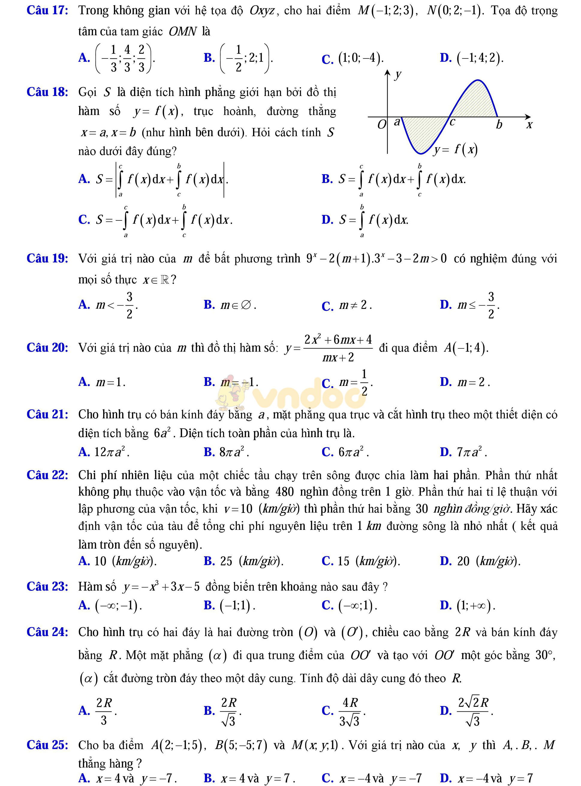 Đề thi thử THPT Quốc gia năm 2017 môn Toán