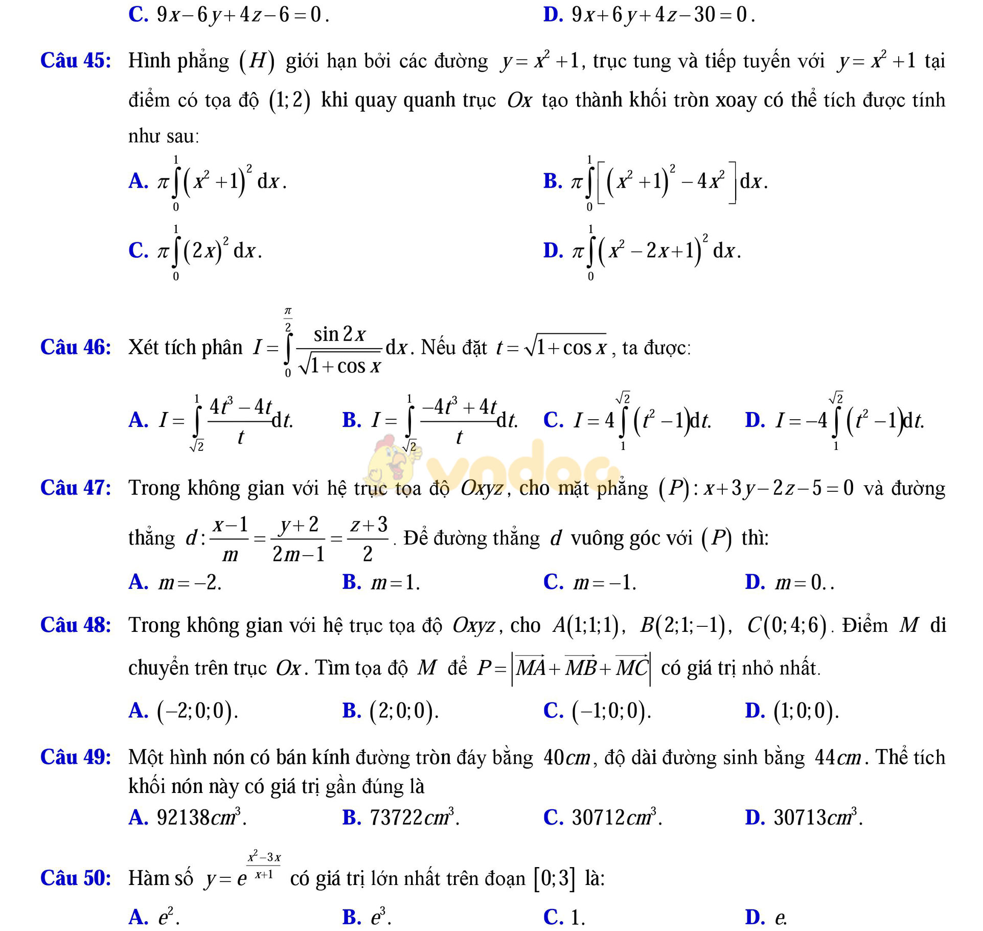 Đề thi thử THPT Quốc gia năm 2017 môn Toán