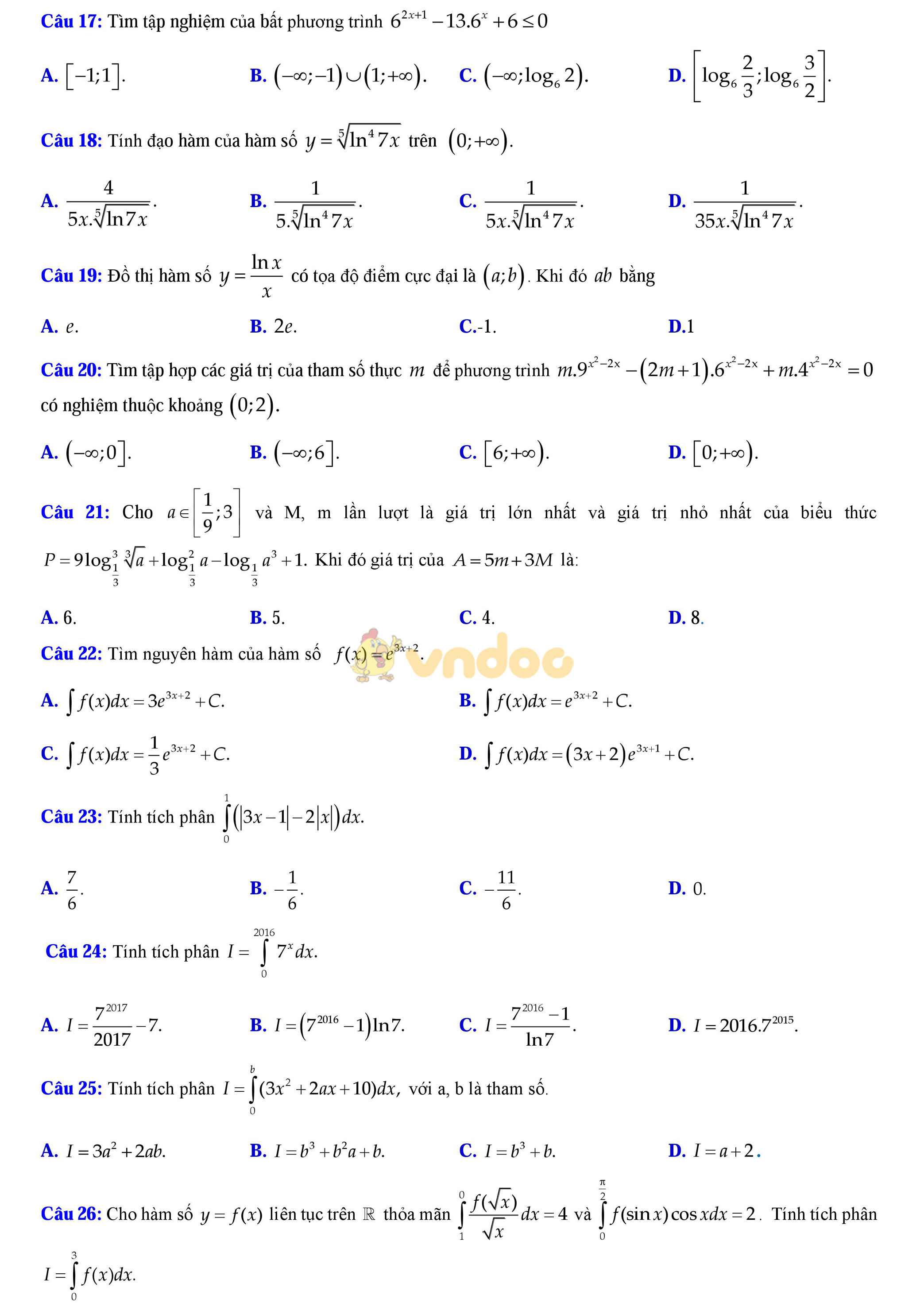 Đề thi thử THPT Quốc gia năm 2017 môn Toán Đề thi thử THPT Quốc gia năm 2017 môn Toán