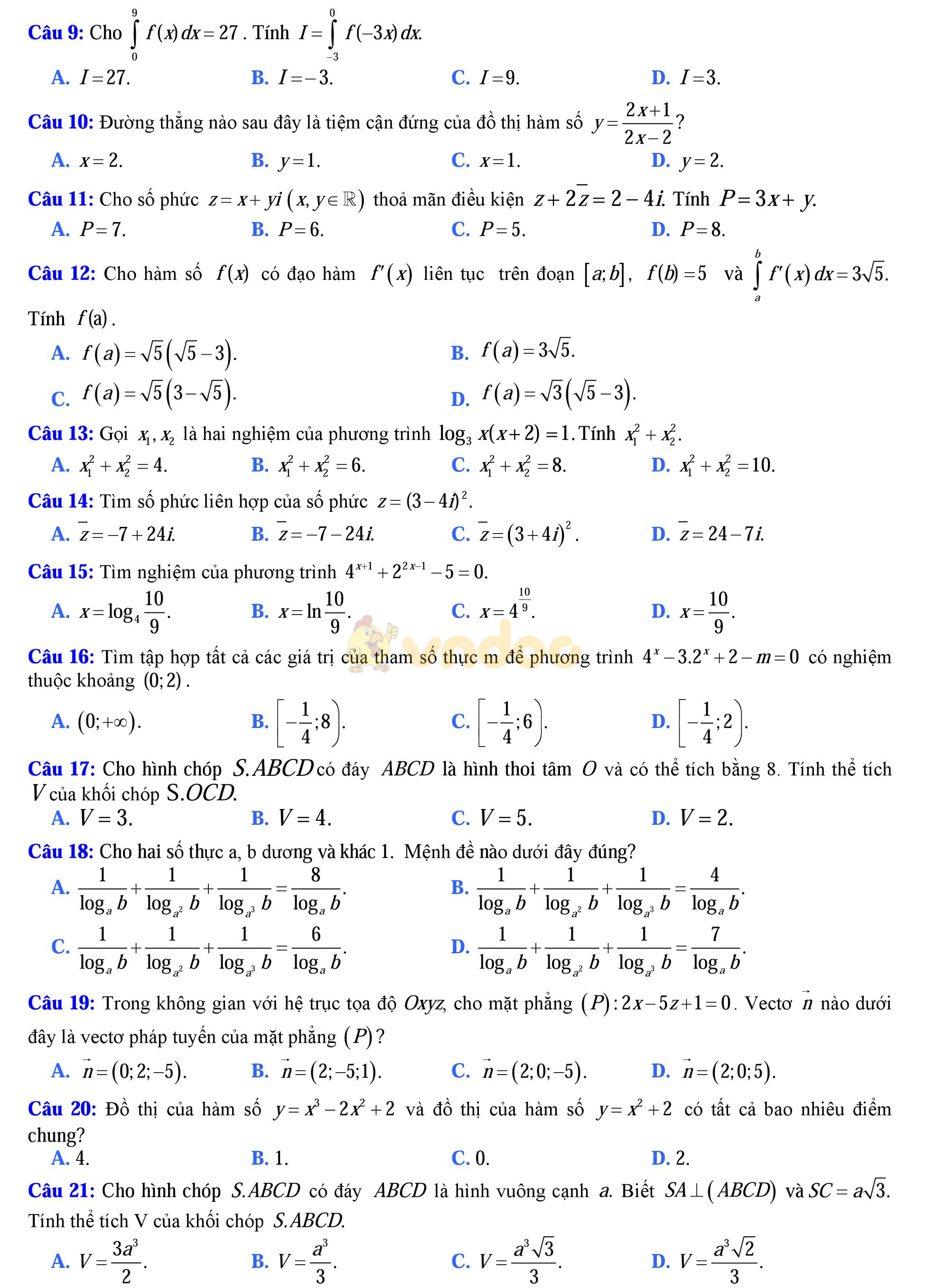 Đề thi thử THPT Quốc gia năm 2017 môn Toán