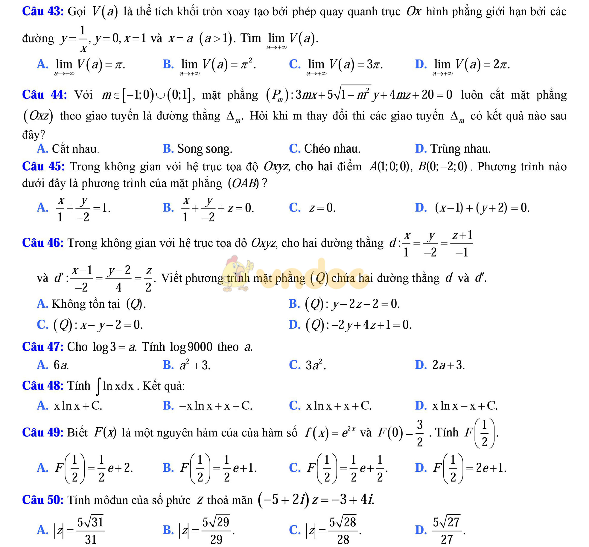 Đề thi thử THPT Quốc gia năm 2017 môn Toán