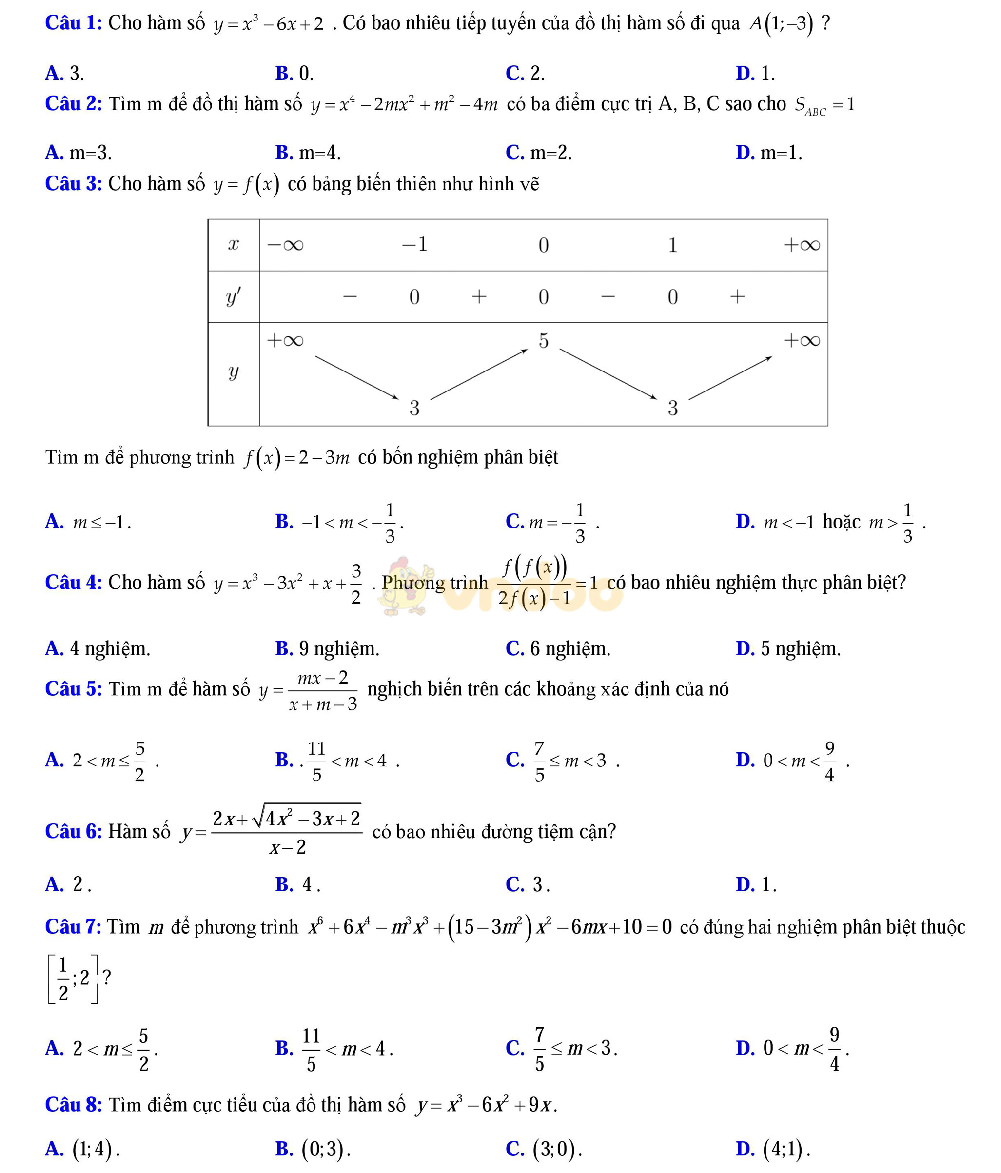 Đề thi thử THPT Quốc gia năm 2017 môn Toán