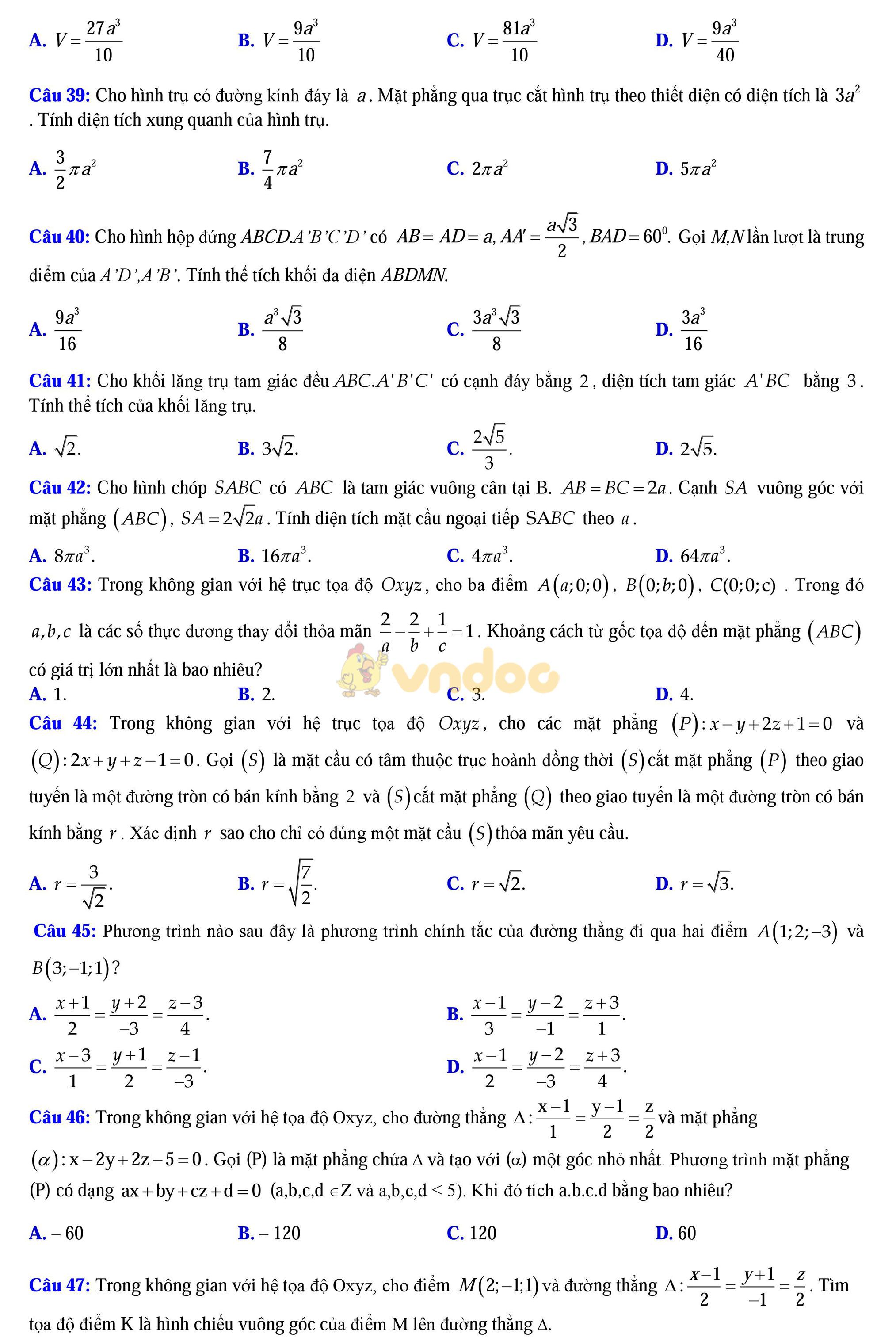 Đề thi thử THPT Quốc gia năm 2017 môn Toán