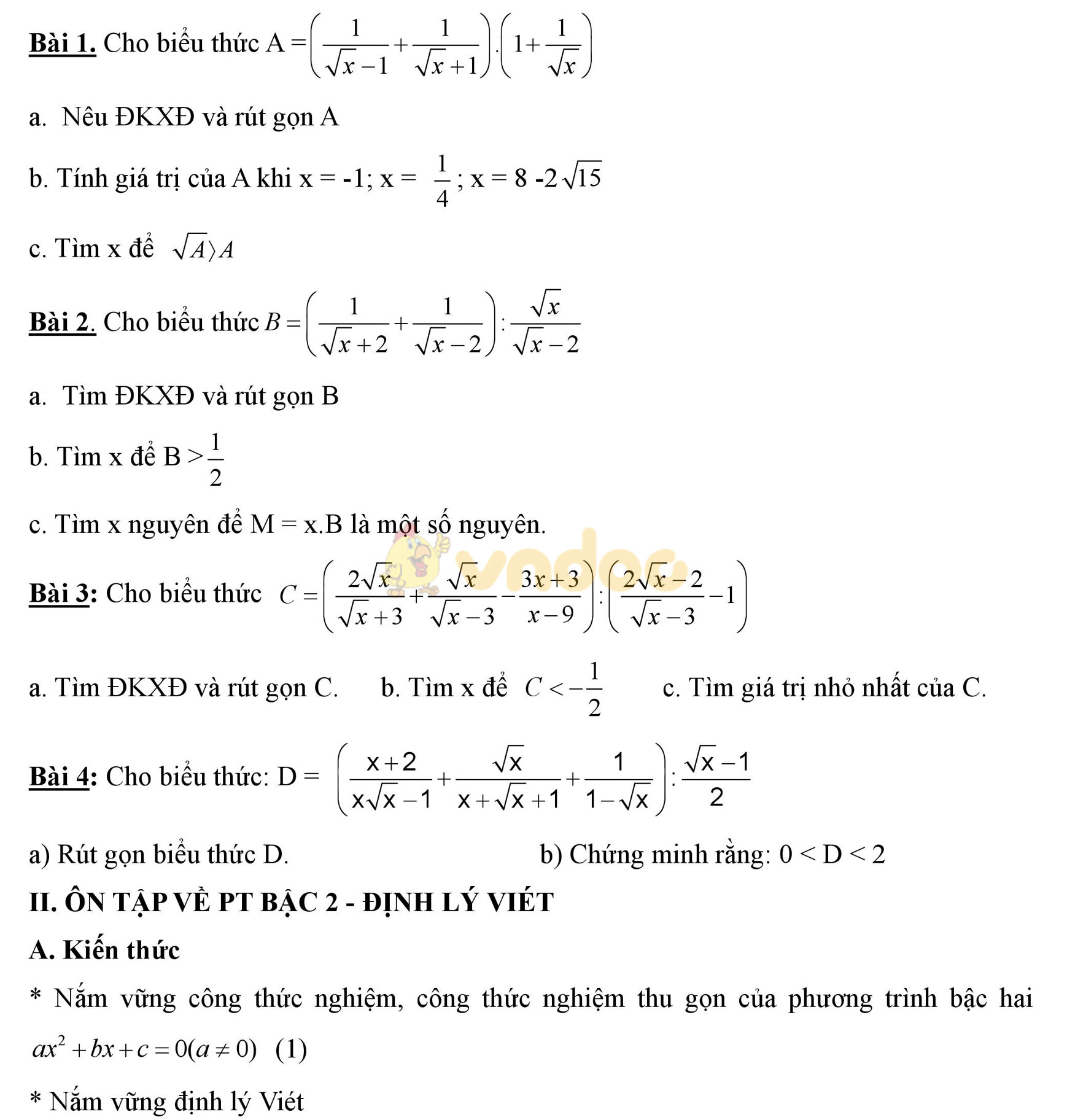 Đề cương ôn tập học kì 2 môn Toán lớp 9